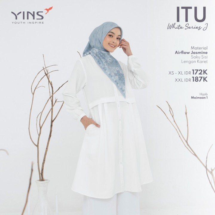 ITU White series J Baju Tunik Wanita Muslimah Terbaru 2023 Murah Kekinian Atasan Putih Polos Busui F