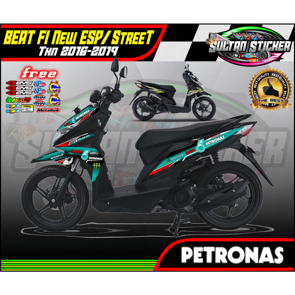 Stiker Variasi Streaping Decal List Motor HONDA BEAT Fi New ESP/STREET (Thn 2016-2019) - PETRONAS