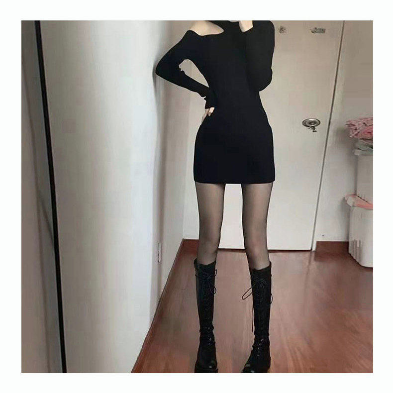 DR825 SLIM FIT WRAP BUTTOCKS SKIRT, OFF SHOULDER KNITTED DRESS, SPRING AND AUTUMN TIGHT FITTING WOMEN'S CLOTHING, EUROPEAN AND AMERICAN SPICY GIRL SKIRT, PURE DESIRE FOR STYLE, SWEET AND SPICY