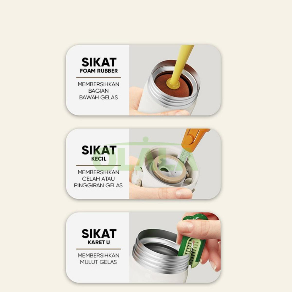 ALAT PEMBERSIH BOTOL / GELAS / CANGKIR / BOTOL BAYI / MUG MULTIFUNGSI 3 IN 1 OLL-2141