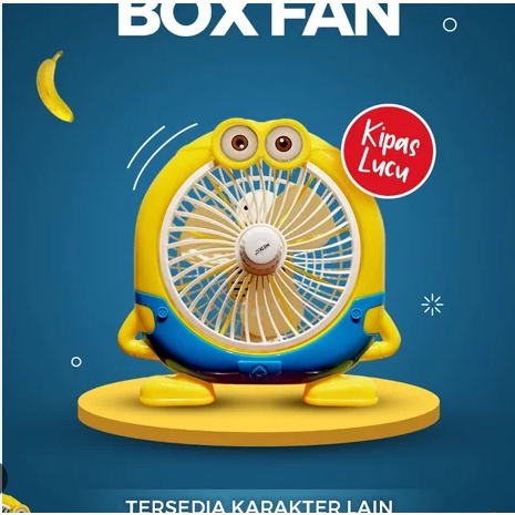 Kipas Angin Meja Karakter Eltron Box Fan Minions