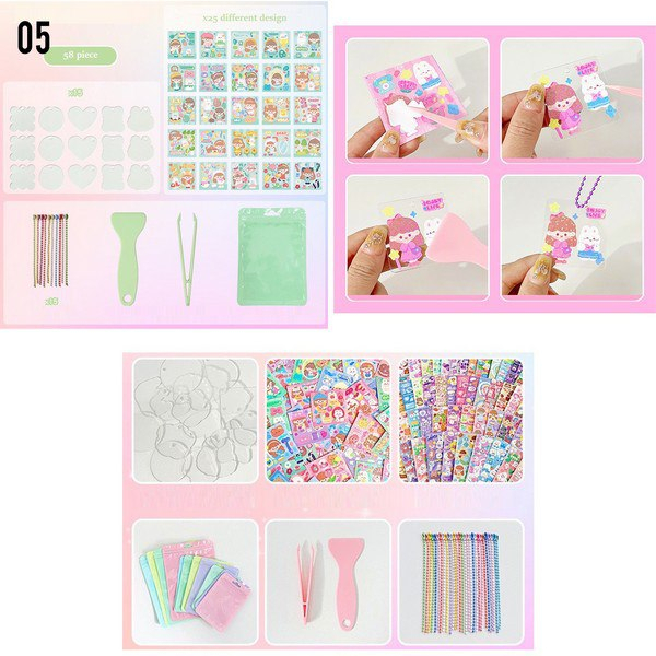 LIN130 - Stiker Set 5in1 Isi 23pc Motif Kartun Korea Lucu Anti Air Dekorasi Handbook Scrapbook DIY Waterproof