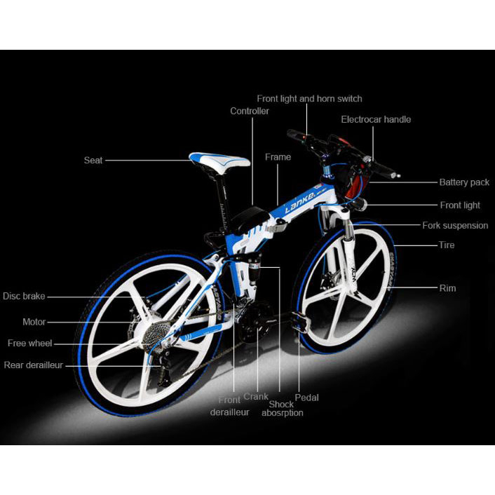 Lankeleisi Sepeda Listrik Lipat Folding Bike Elite Version 48V 10.4Ah - XT600