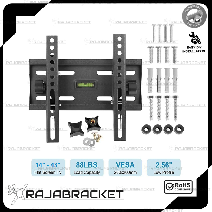 Bracket Braket Breket TV LED 24 32 40 42 43 inch, Tilting TV Waterpass Nunduk Dangak Braket TV Samsung, Cooca, TCL, Sharp