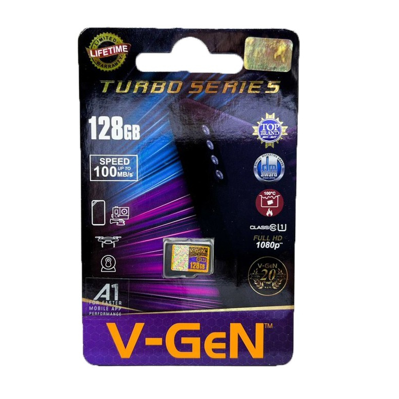 Memory Card Micro SD V-GEN 128GB Turbo Series Class 10 VGEN 128 GB Microsd Garansi Resmi Original