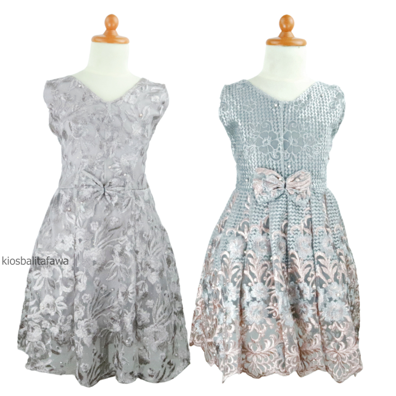 Dress Keira uk 3-4 Tahun / Dres Brukat Kensi Anak Perempuan Gaun Pesta Kondangan Baju Balita Import