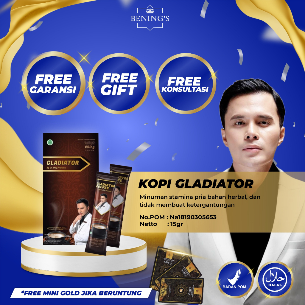 BENING'S KOPI GLADIATOR | HALAL & BPOM | FREE GIFT SIAP KIRIM SELURUH INDONESIA