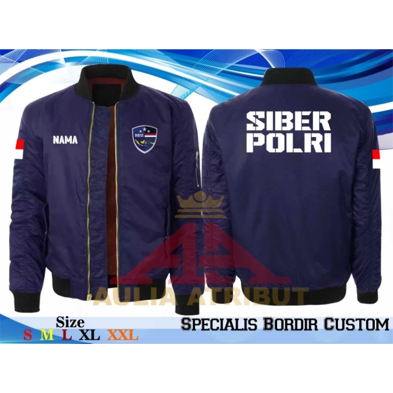 jaket bomber pria siber polri bordir