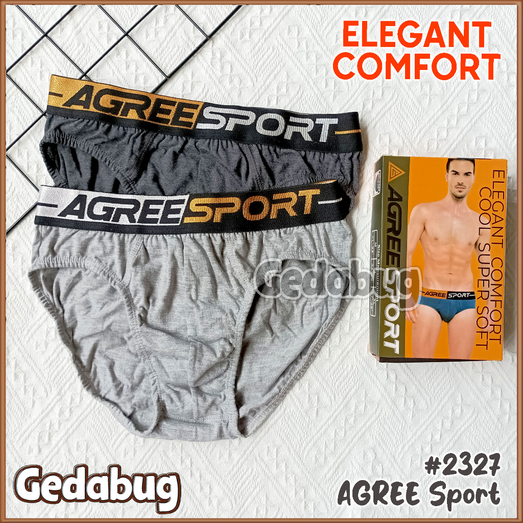 [ 2 pc ] CD Pria Agree Sport 2327 | Celana dalam Segitiga Karet Boxer | Gedabug