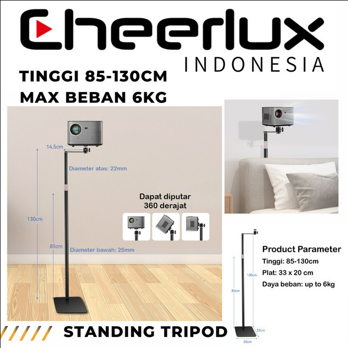 TRIPOD PROYEKTOR | STANDING TRIPOD PROYEKTOR | TIANG BRACKET PROYEKTOR 360 DERAJAT MAX TINGGI 130cm L26 dan L22