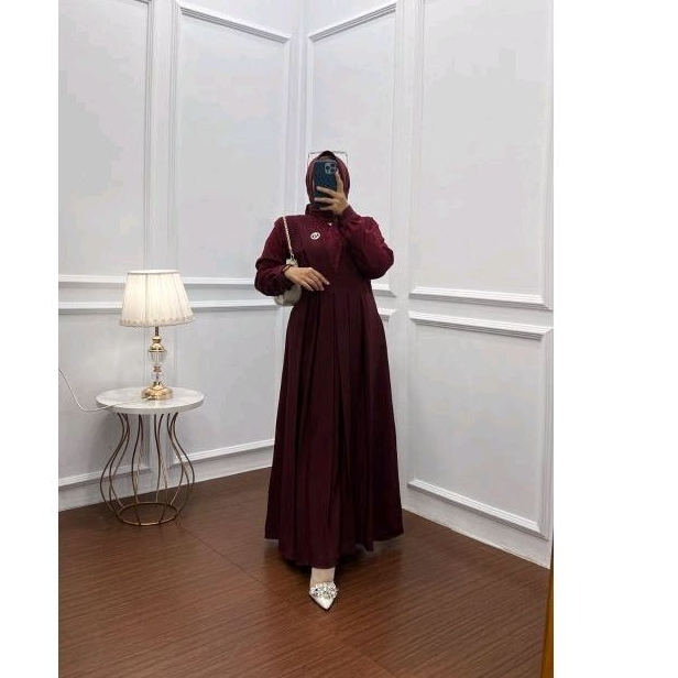 Ilona dress linen mix brokat ootd style modis baju kondangan masa kini