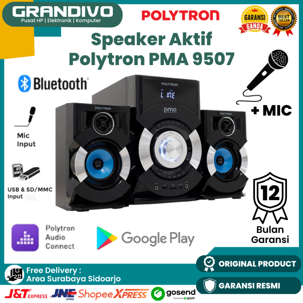 Speaker Polytron PMA 9507 Speaker Bluetooth Garansi Resmi Polytron - grandivo