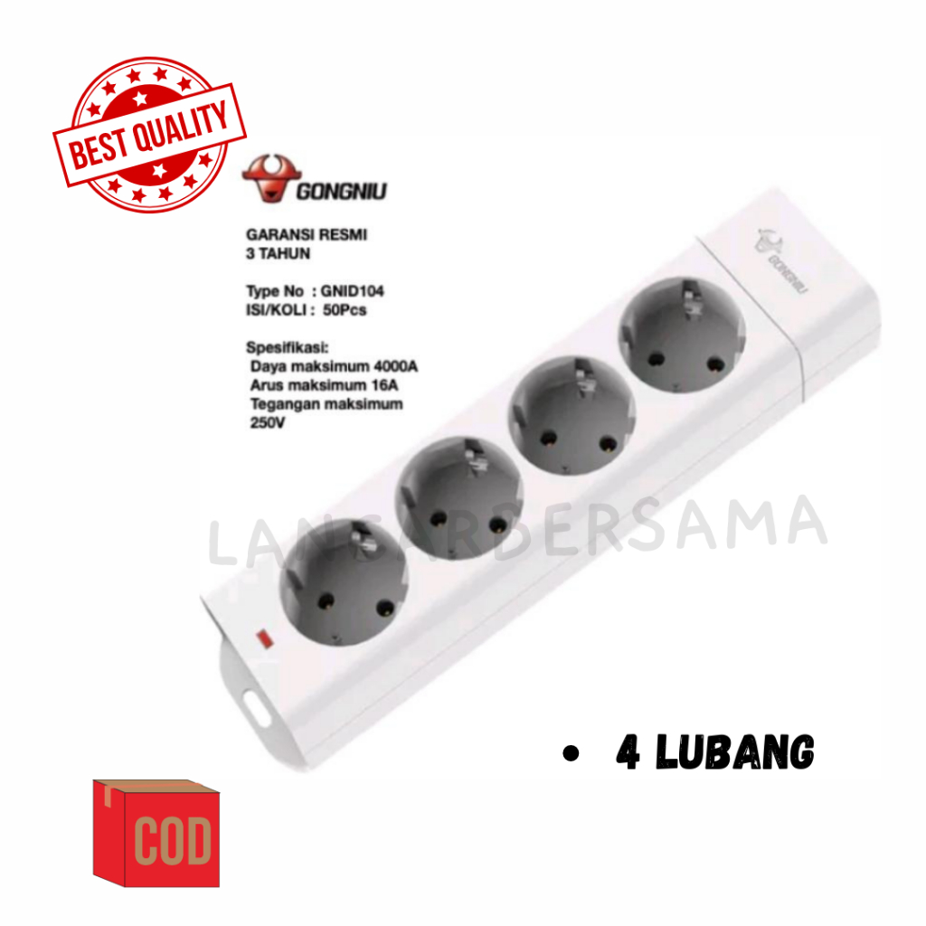 STOP KONTAK / POWER STRIP GONGNIU COLOKAN ( TANPA KABEL )GARANSI 3 TAHUN SNI