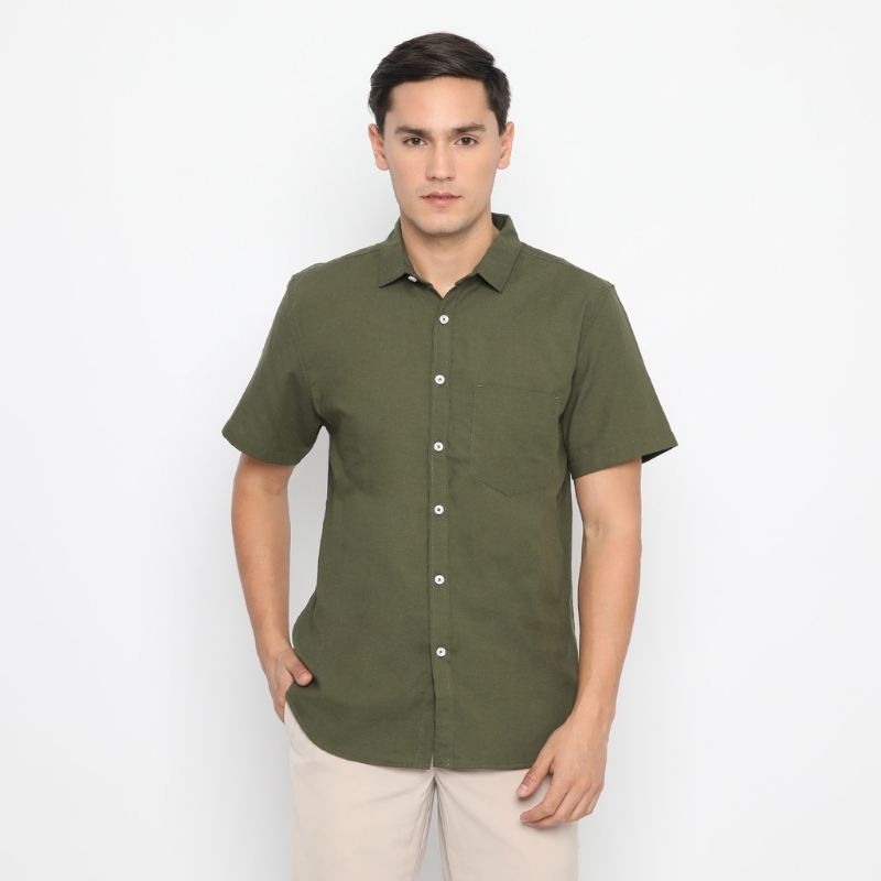 Code Male - Brave Kemeja Pria Army Basic Slimfit - Army New Original