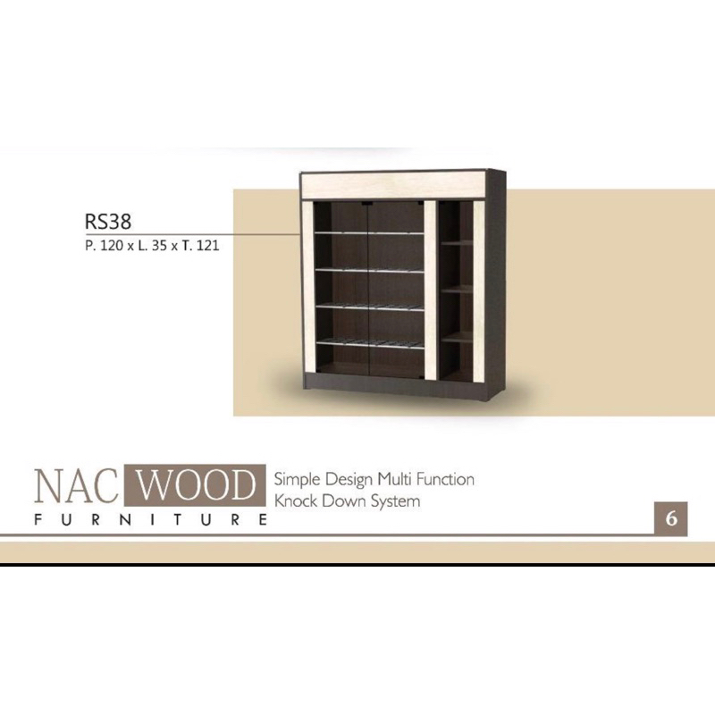 Lemari Rak Sepatu Jumbo Extra Rak Kaca