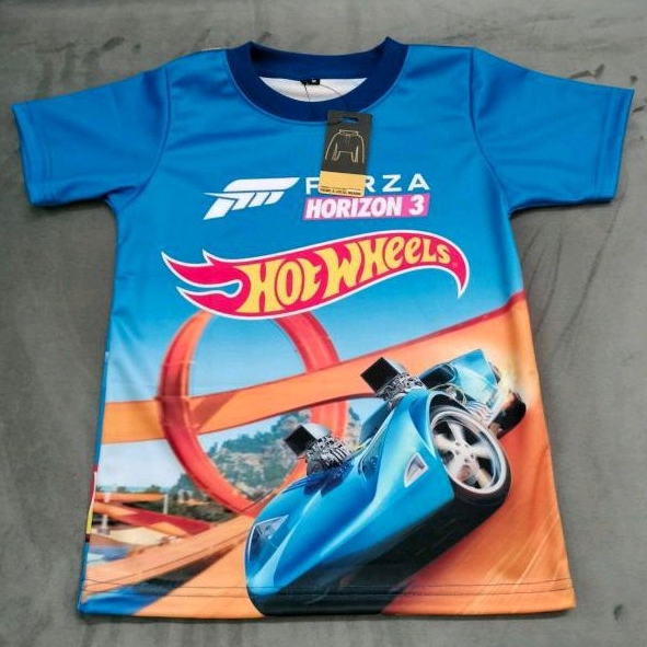 BAJU KAOS ATASAN ANAK FULL PRINT MOTIF HOTWHEELS UNISEX