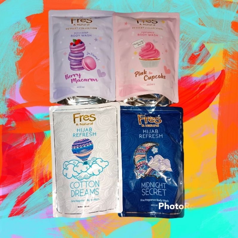 Fres Sabun Mandi Pouch Body Wash Cair 400 ml (Macam-Macam Varian Warna).