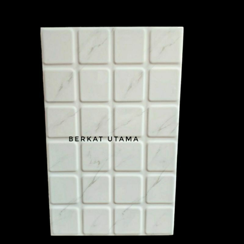 keramik dinding 25x40 glossy motif carara marmer kotak - keramik dinding kamar mandi 25x40