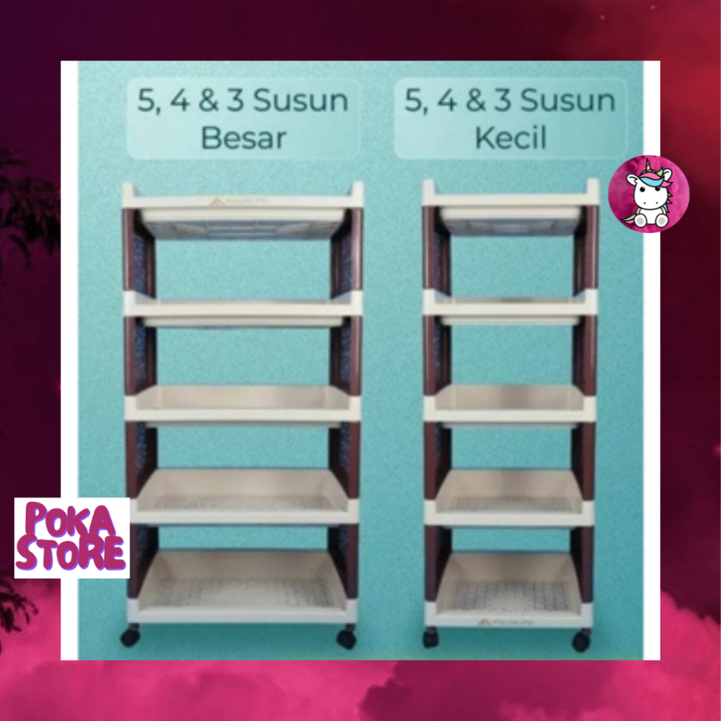 RAK FAWSLINE SERBAGUNA KECIL + RODA - 3 SUSUN / 4 SUSUN / 5 SUSUN