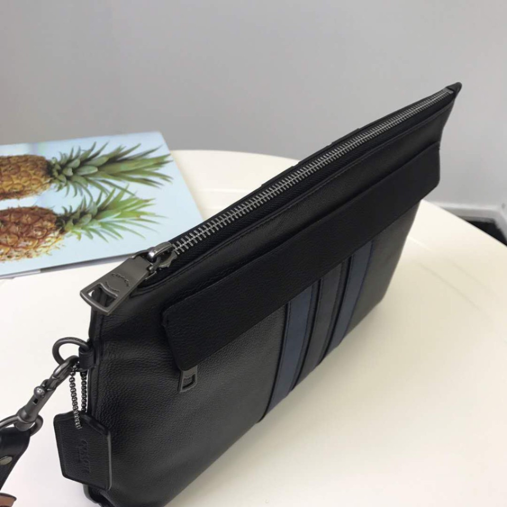 TAS PRIA CLUTCH BAG BLACK STRIPE CASUAL BUSINESS LARGE CAPACITY CH 31514