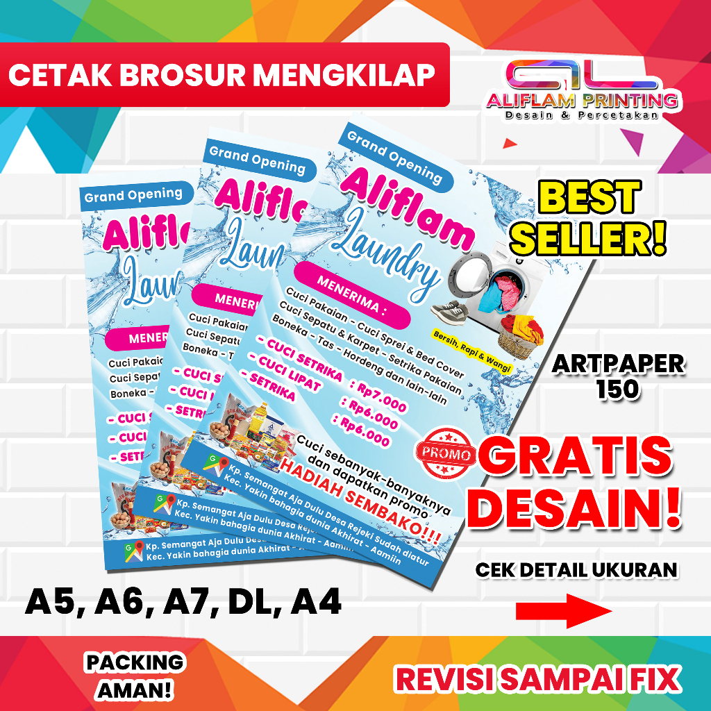 

CETAK BROSUR MENGKILAP ARTPAPER 150GSM MURAH | GRATIS DESAIN | Revisi Sampai Fix