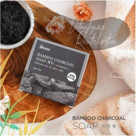 ✨SHASYA✨SHanasui sabun Bamboo / Sabun Hanasui Bamboo / Bamboo Charcoal Soap / Sabun Arang Hanasui WITH SCRUB FACIAL WASH  FOR ALL SKIN TYPE