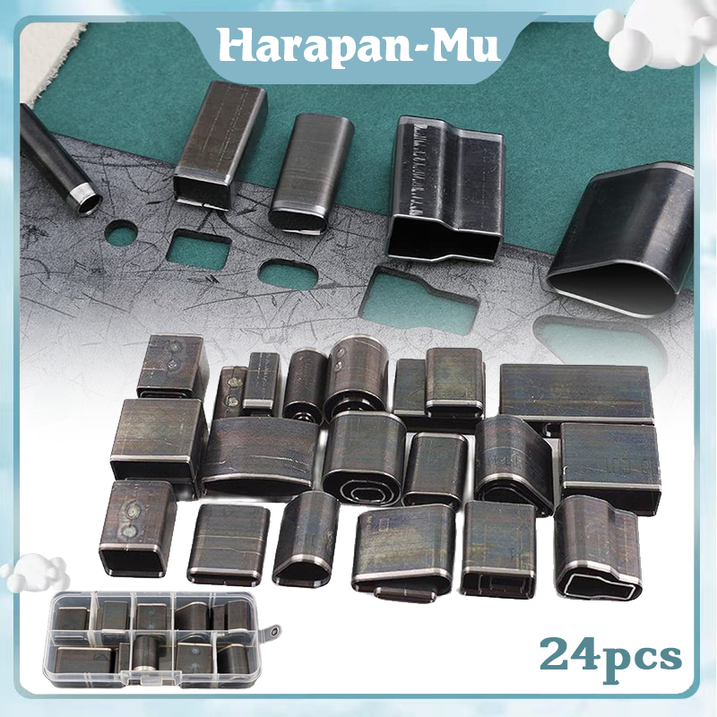 

24 Pcs Hollow Hole Space Cutter Punch Set Handmade Leather Punching Alat Pembolong Kulit Handmade Diy Bahan Baja