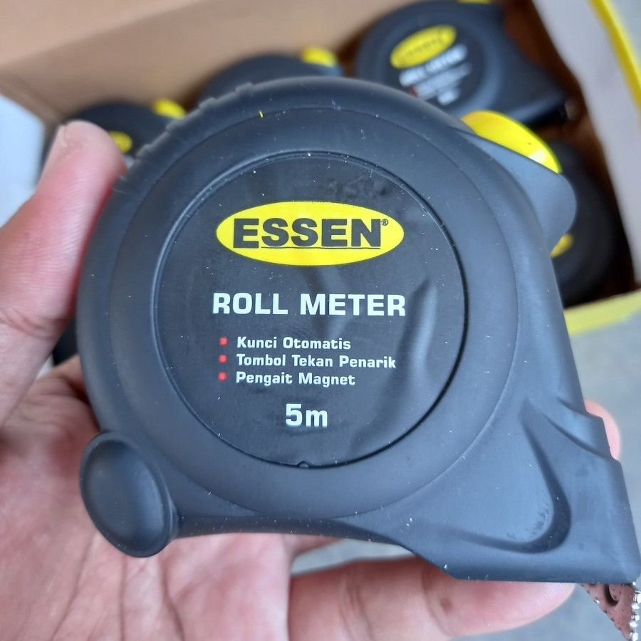 meteran tukang magnet roll meter karet anti pecah panjang 5m