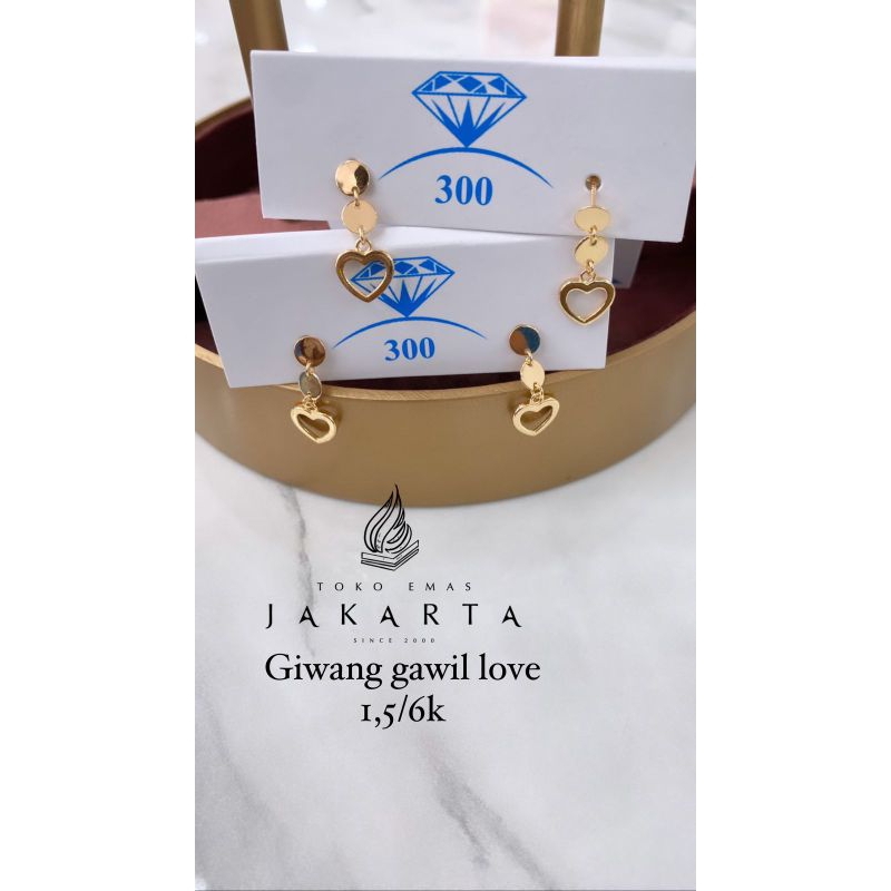 Giwang Gawil Love 6K ll 1,5 Gram