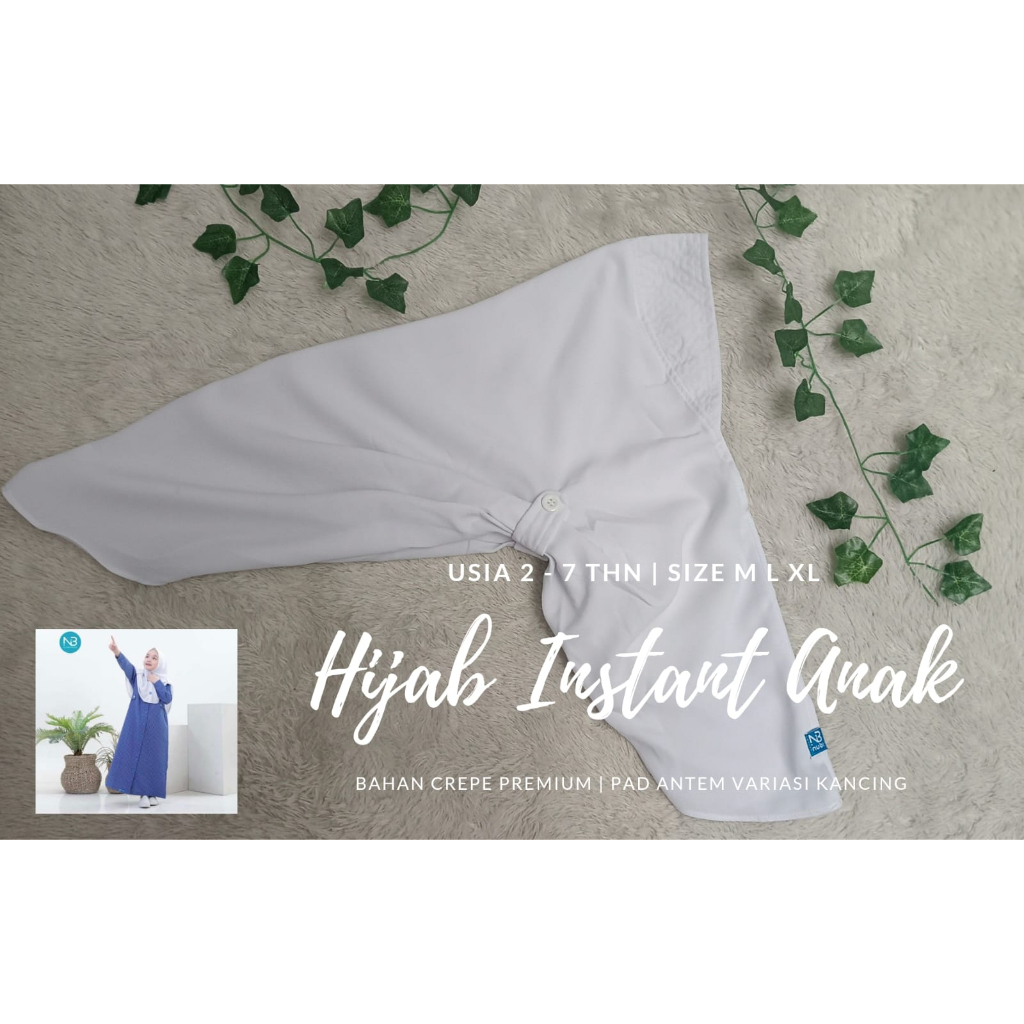 Hijab Instant Anak Nubi Pet Antem Crepe Premium usia 2 - 8 tahun / Kerudung geblus Anak Sekolah TK PAUD