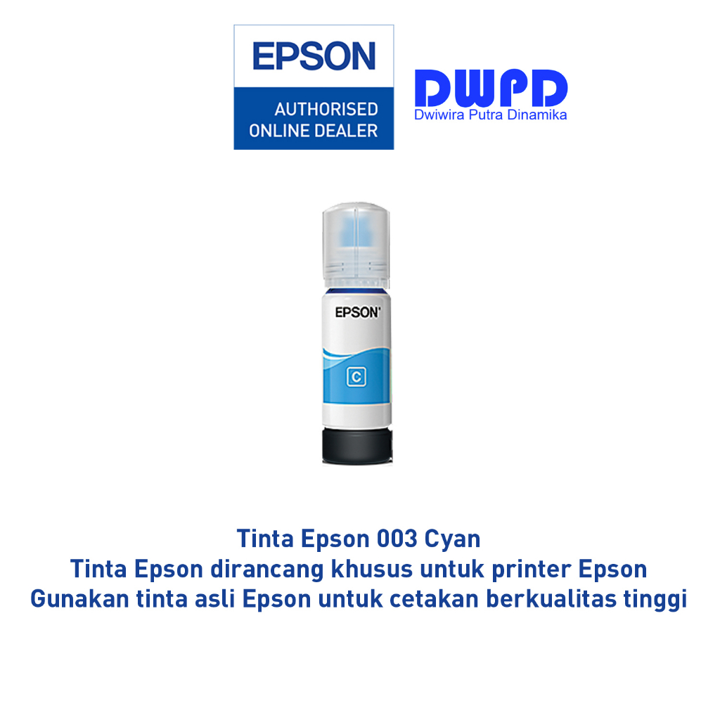 EPSON INK CYAN 65ML T003 T003 T-003 UNTUK TYPE L1110 L1210 L3110 L3210 L3150 L5190