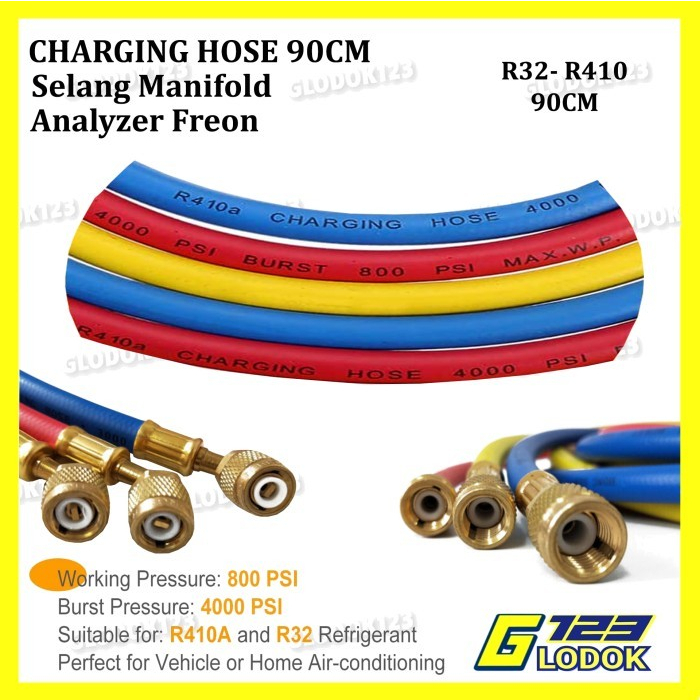 Selang Manifold Analyzer AC Isi Freon R12 R22 R32 R410A Charging Hose