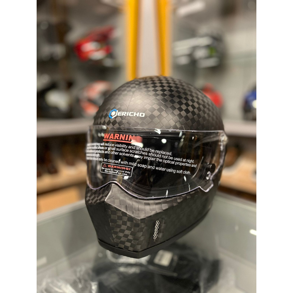 JERICHO FF1400 CHECKRED MATT CARBON | HELM FULL FACE | ORIGINAL