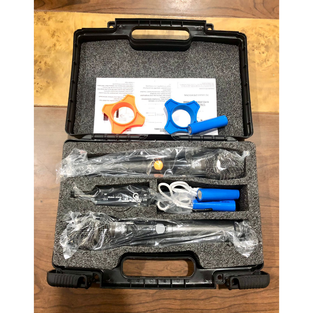 Mic Wireless PRO UHF 2 microphone wireless G-Power dapat dua Mic baterai cas Original termurah