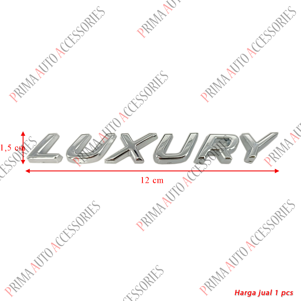 Emblem Mobil Tulisan LUXURY Chrome 12 cm