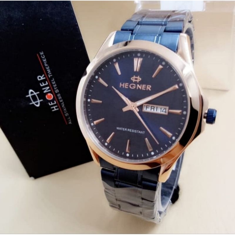Hegner 8009-Jam Tangan Wanita Formal murah-Stainless Steel-Anti air Garansi Resmi Satu Tahun free bo