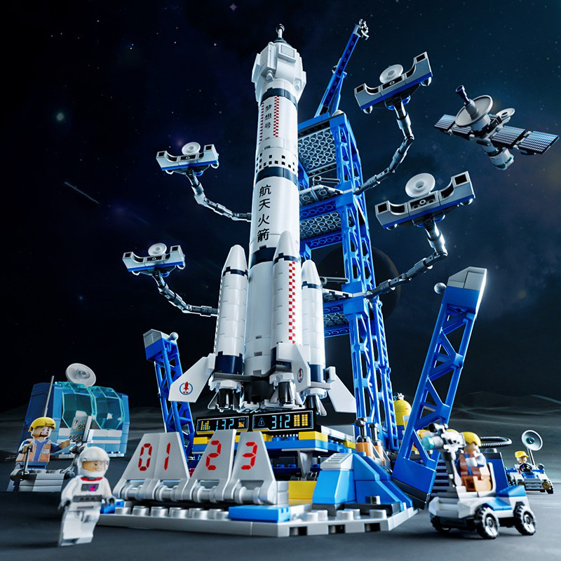 Mainan Block Space Shuttle Pesawat Ulang Alik Peluncur Roket Dinosaurus Hiu 3D Puzzle Mainan Balok Susun Nano Block