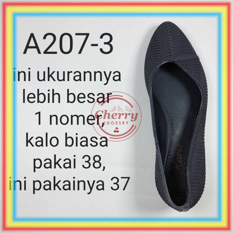 A207-3 Sepatu Jelly Karis Sepatu Kerja Wanita Flat Shoes Cewek Kasual Kekinian Import