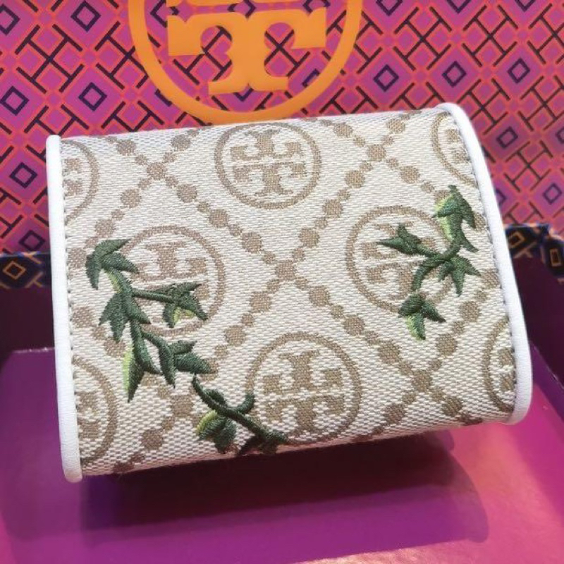 Tory Burch T Monogram Embroidered Wallet TB 8868