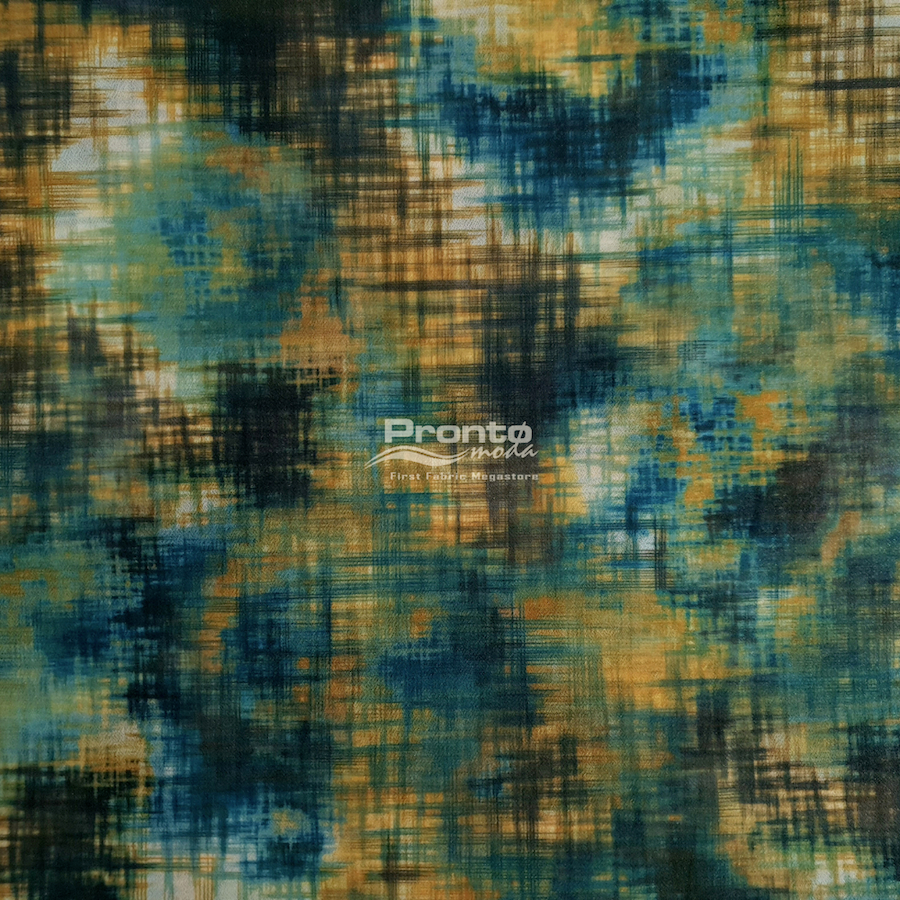 Stretch Tulle Tosca Yellow Motif Tie Dye