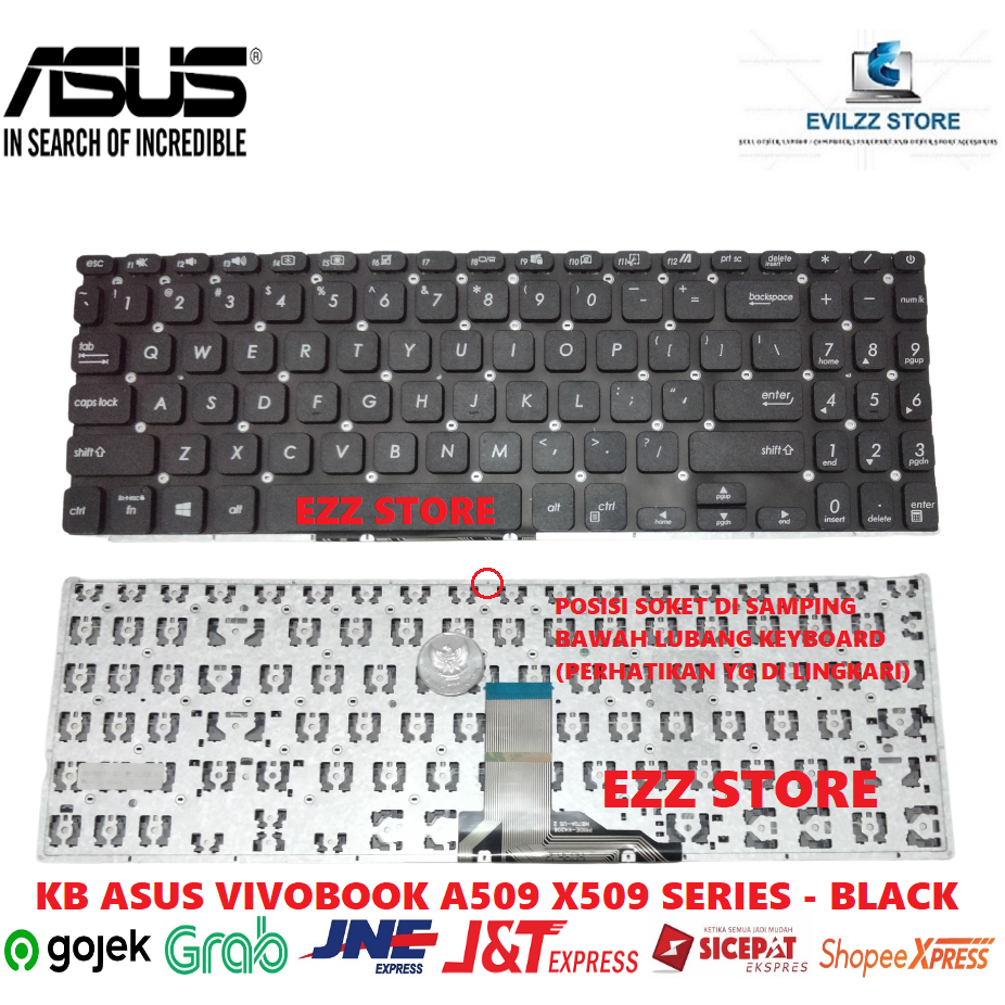 KEYBOARD ASUS VIVOBOOK M509 M509BA M509D M509DJ F509 F509FA F509FJ F509FL F509FJ BLACK HITAM