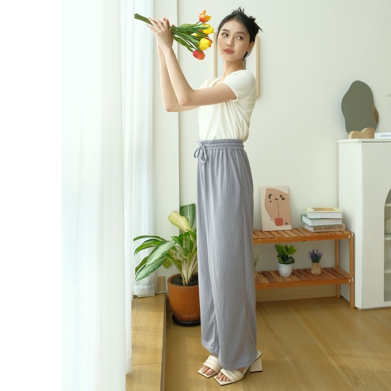 Hyori Knit Pants - Rib Pants - Celana Panjang Rajut Wanita - Celana Anti Kusut  - Celana Korea Wanita - Celana Casual - Petite Friendly