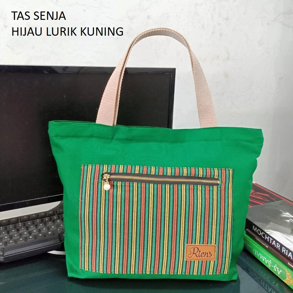 TAS KANVAS SENJA. TAS KANVAS EKSKLUSIF. TAS KANVAS PREMIUM KOMBINASI LURIK BY RIENS COLLECTIONS