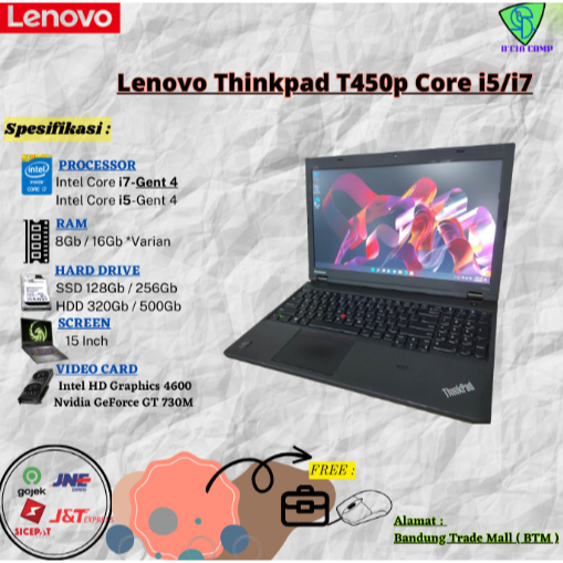 Laptop Gaming Lenovo Thinkpad T540p Core i7 / i5 RAM 8Gb SSD 256 MULUS - Core i5, RAM 8 SSD 128