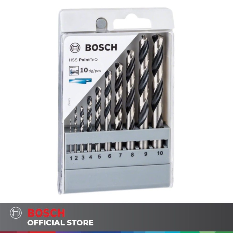 Mata Bor Besi HSS Point TeQ 10 Pcs (1 mm - 10 mm) Bosch Official Store