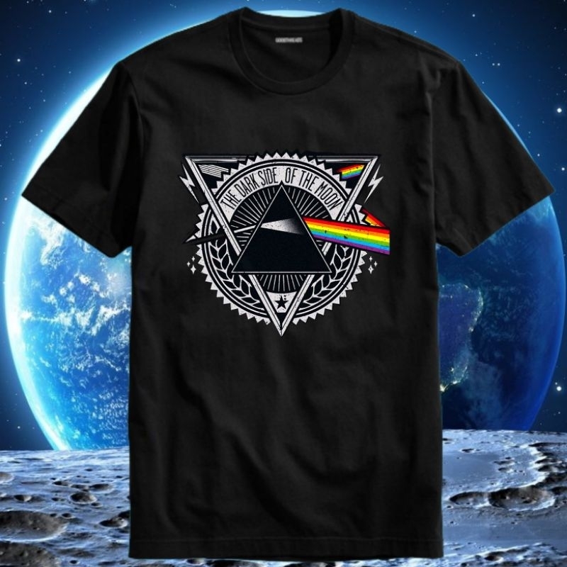 Baju Kaos Tshirt Pria Laki Cowok Dewasa Band Pink Floyd Prism The Dark Side Of The Moon Obscured Clo