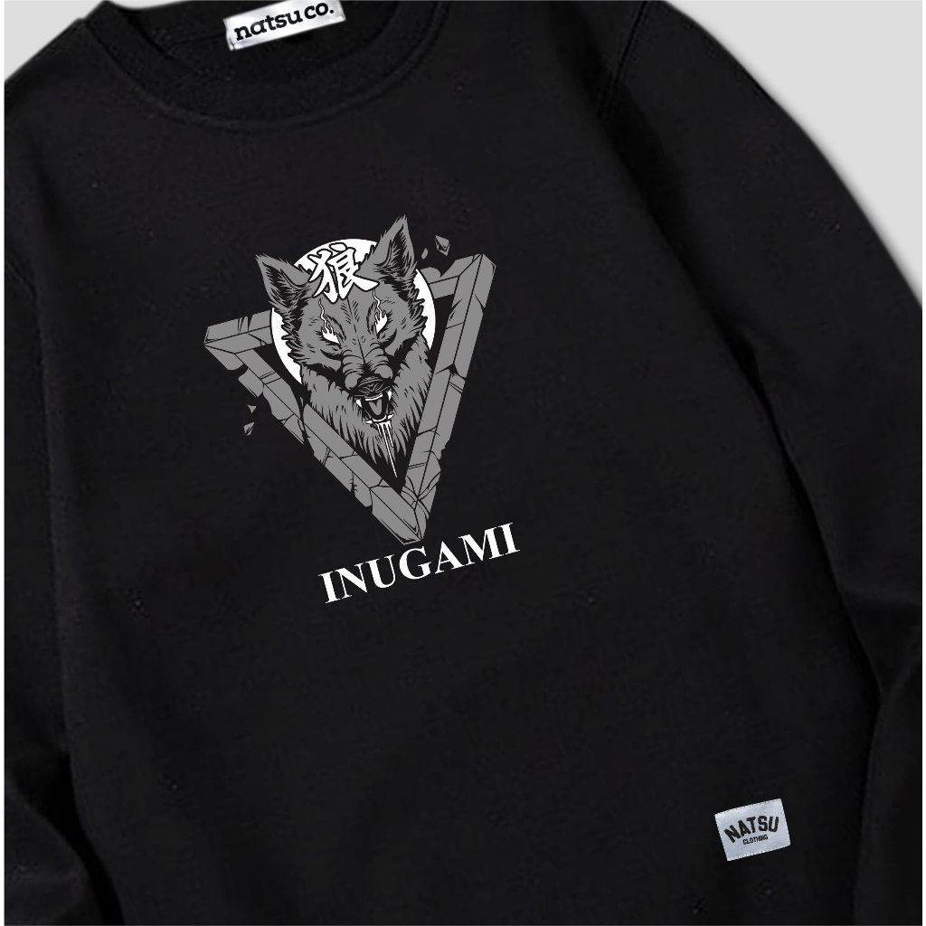 Natsu project Sweater Crewneck UNISEX INUGAMI BLACK/HITAM