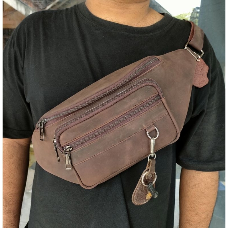 Tas Waistbag Orochi Kulit sapi asli free grafir nama