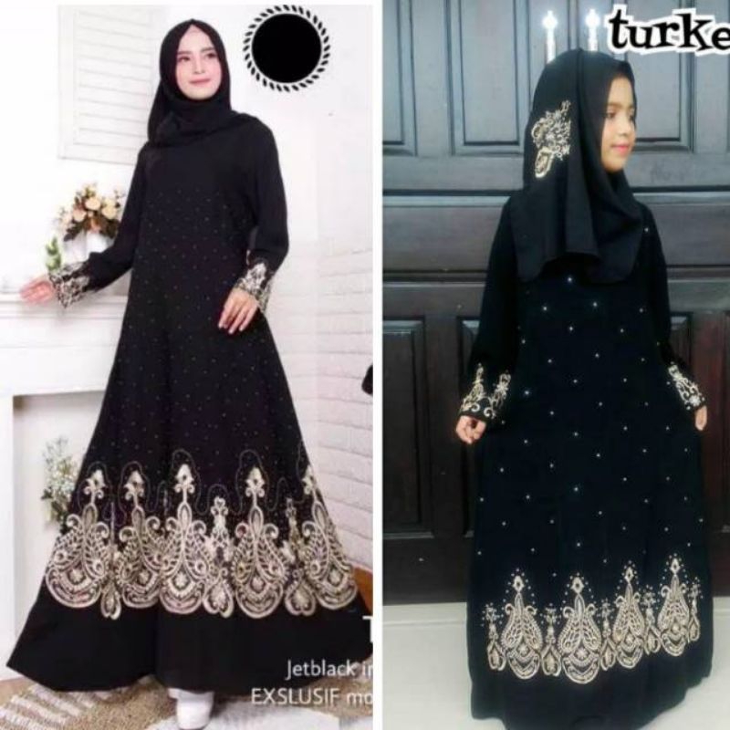 COUPLE IBU DAN ANAK Ramadhan Store Abaya Arab Saudi Hitam Couple Ibu dan Anak Bordir 1002 Kain Jetbl