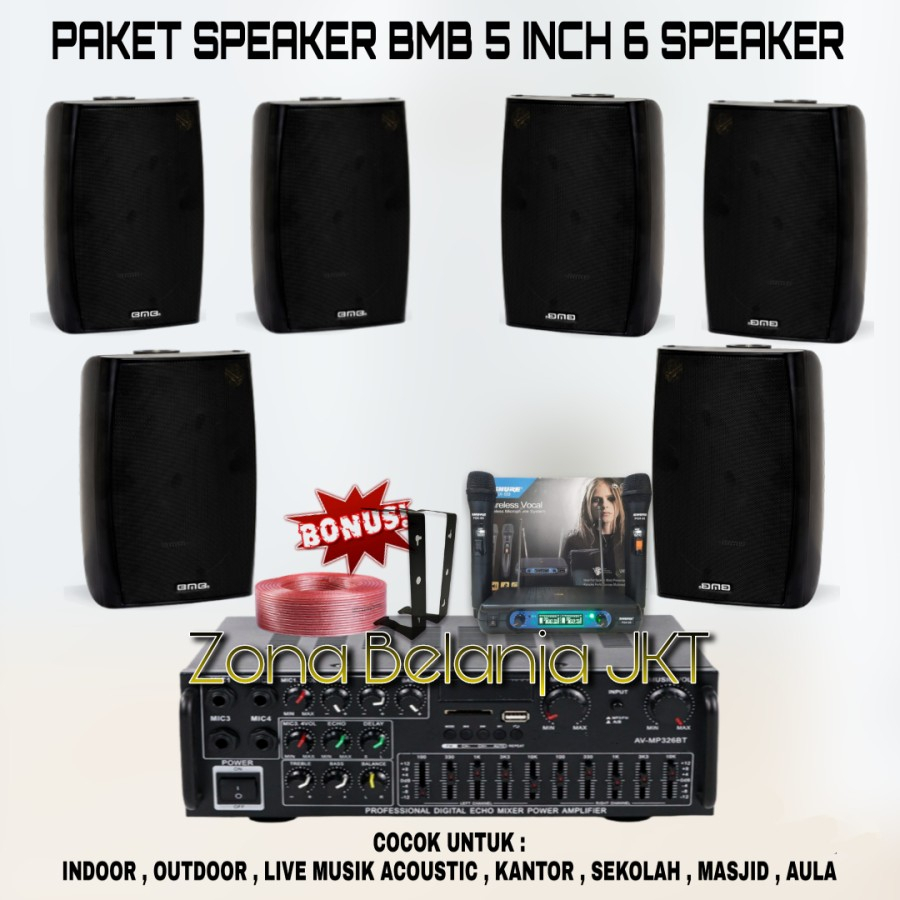 PAKET SOUND CAFE AULA KANTORAN SPEAKER BMB 5 INCH 6 TITIK ( SET 3 )